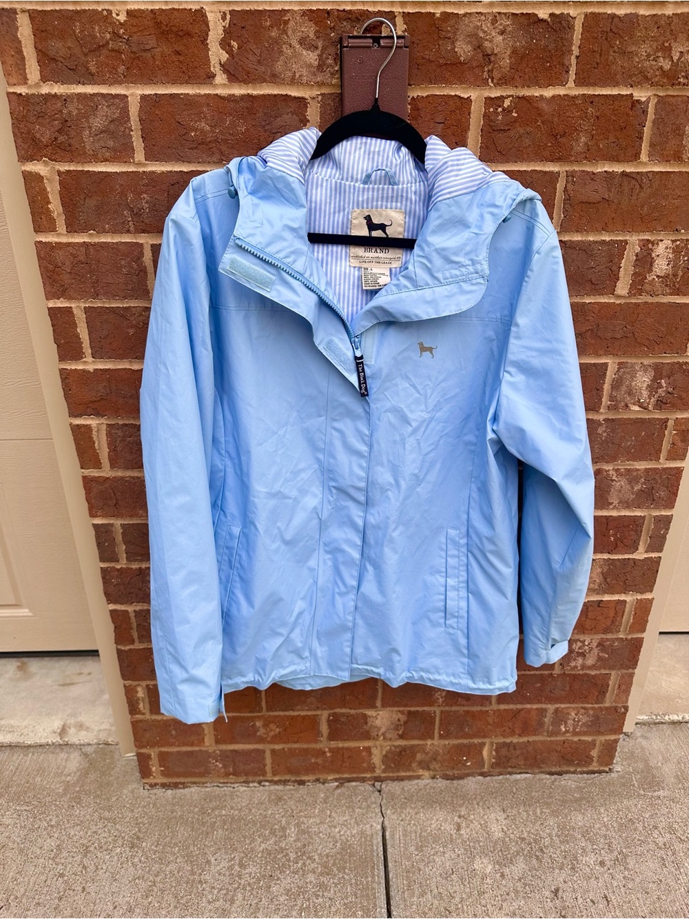 The Black Dog Blue Hooded Raincoat-blue stripe lining-Excellent Condition!